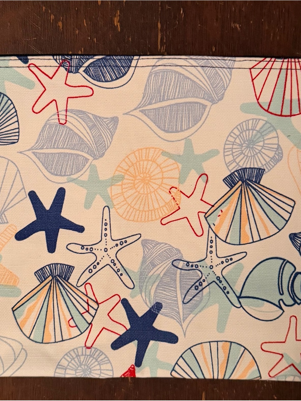 thirty-one Zipper Pouch in Saltwater Shells pattern